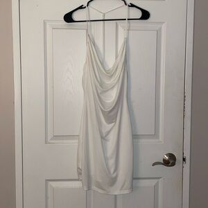 Sexy low back mini white dress